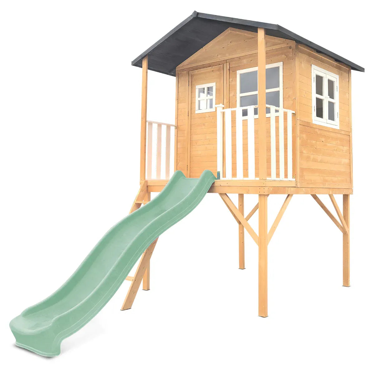 Lifespan Kids Burleigh Cubby House with 2.2m Slide (Pastel Green) V572-LKCH-BUR-PG