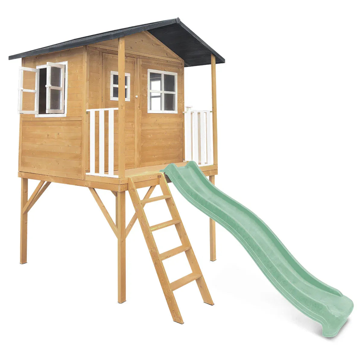 Lifespan Kids Burleigh Cubby House with 2.2m Slide (Pastel Green) V572-LKCH-BUR-PG