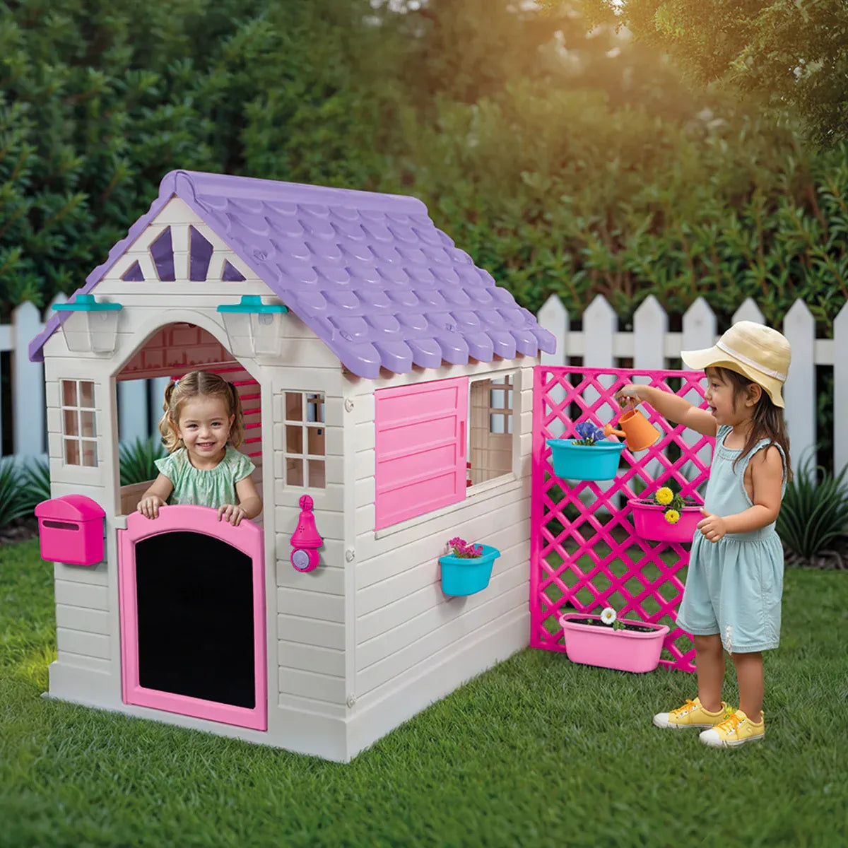 Lifespan Kids Garden Playhouse with Pink Fence V572-LKCH-PLAYGARNPK