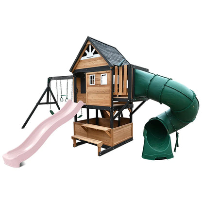 Lifespan Kids Claremont Swing Set & Play Centre with 2.2m Slide (Pastel Pink) V572-LKPC-CLARE-PP
