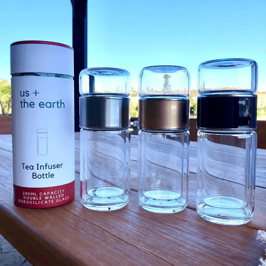 Double Wall Glass Tea Infuser Bottle V573-TBREWGLD
