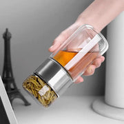 Double Wall Glass Tea Infuser Bottle V573-TBREWGLD