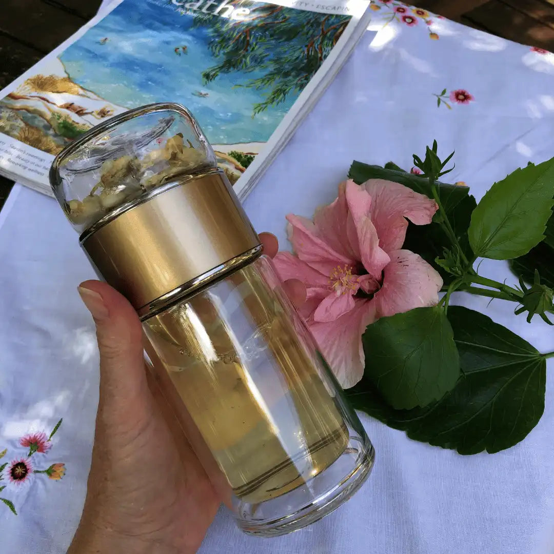 Double Wall Glass Tea Infuser Bottle V573-TBREWGLD