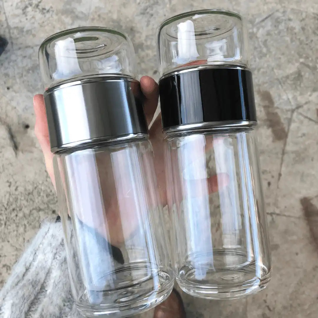 Double Wall Glass Tea Infuser Bottle V573-TBREWGLD