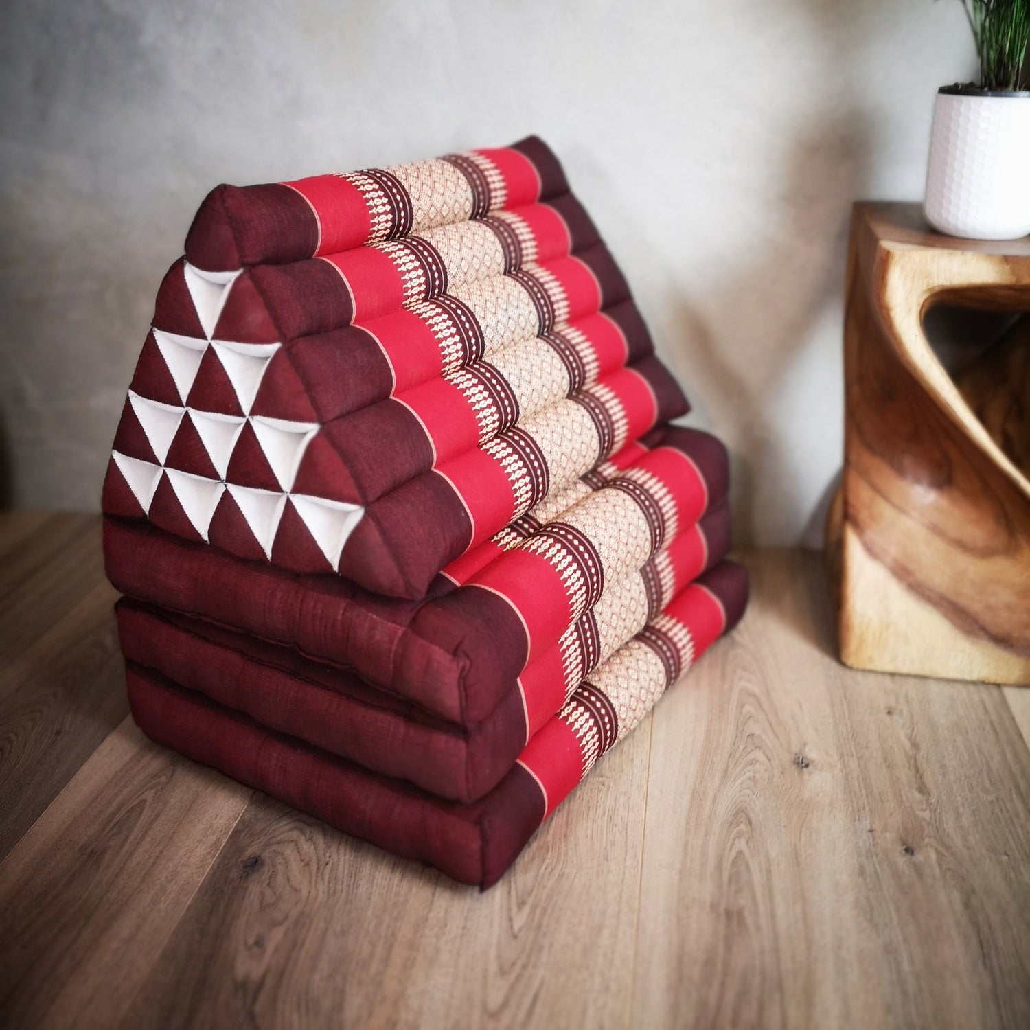 Jumbo Thai Triangle Pillow THREE FOLDS RED V574-TTP15RED