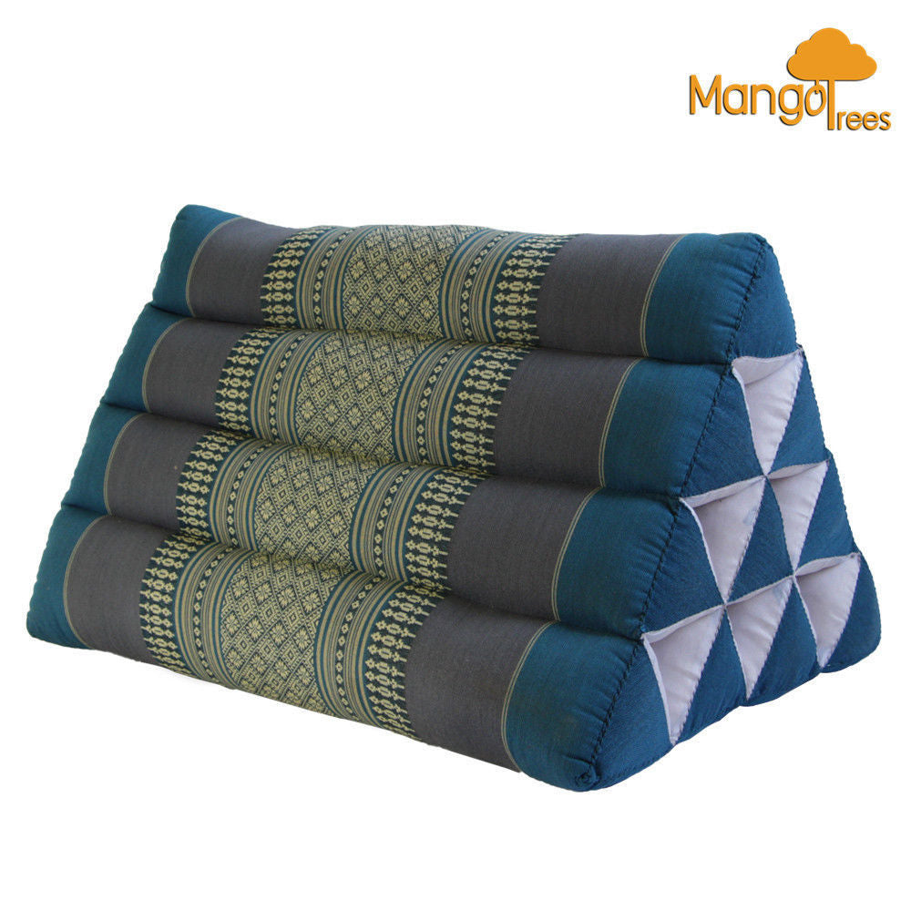 Thai Triangle Pillow Backrest Cushion Kapok Filled Blue V574-TTPNFBLUE