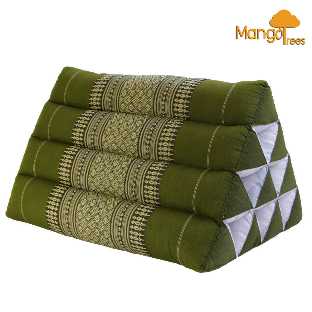Thai Triangle Pillow Backrest Cushion Kapok Filled Green V574-TTPNFGREEN