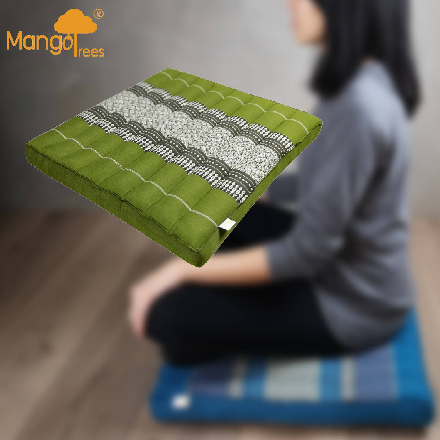 Thai Kapok Meditation Cushion Yoga Seat Green V574-TTPSEATGREEN