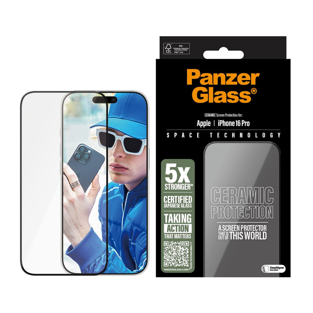 PanzerGlass Ultra-Wide Fit Ceramic Glass Screen Protector For iPhone 16 Pro - Clear V578-2854