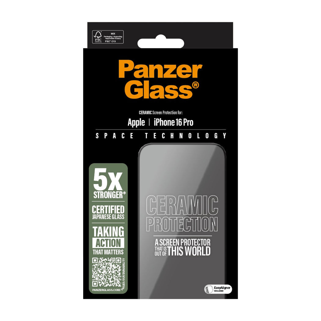 PanzerGlass Ultra-Wide Fit Ceramic Glass Screen Protector For iPhone 16 Pro - Clear V578-2854