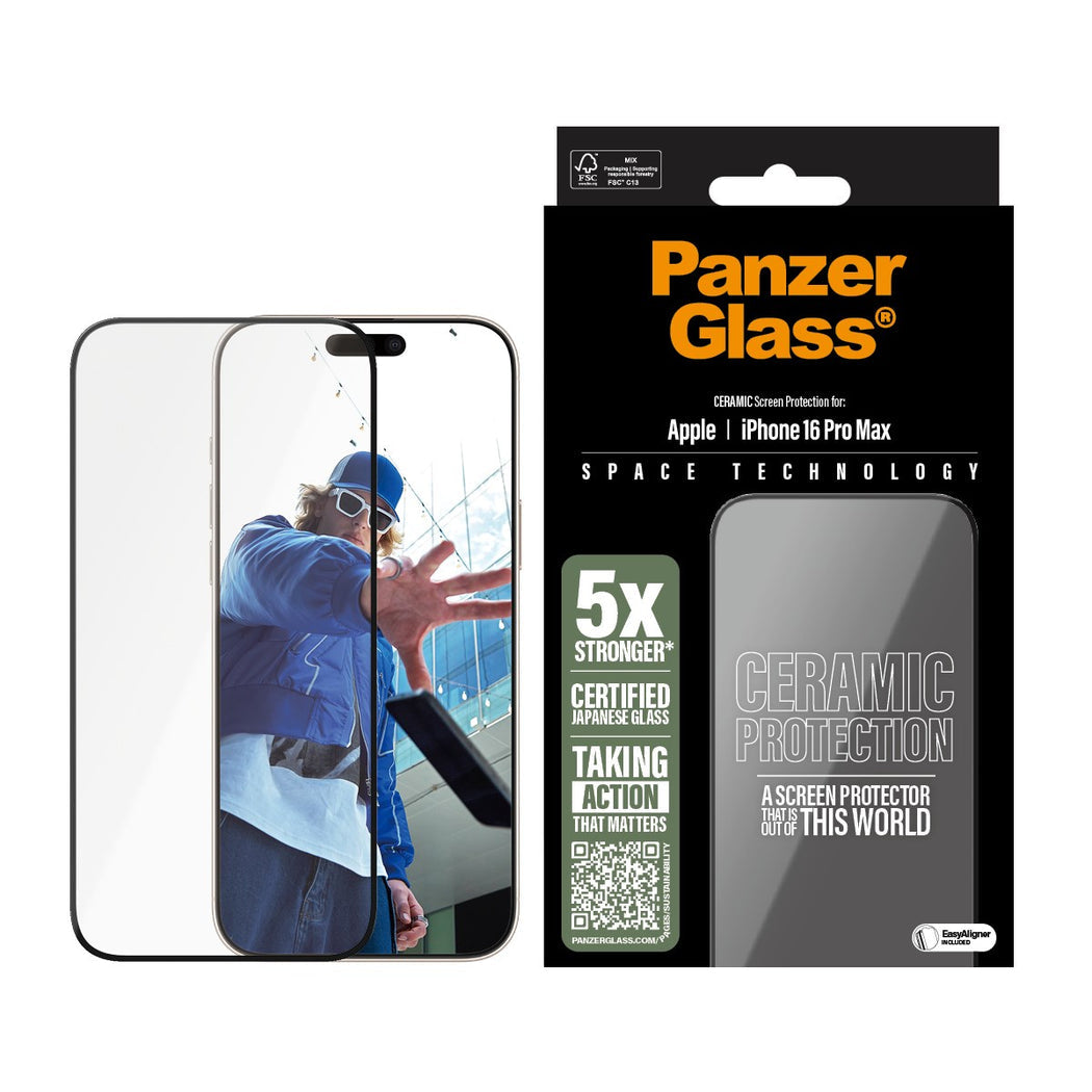 PanzerGlass Ultra-Wide Fit Ceramic Glass Screen Protector For iPhone 16 Pro Max - Clear V578-2856