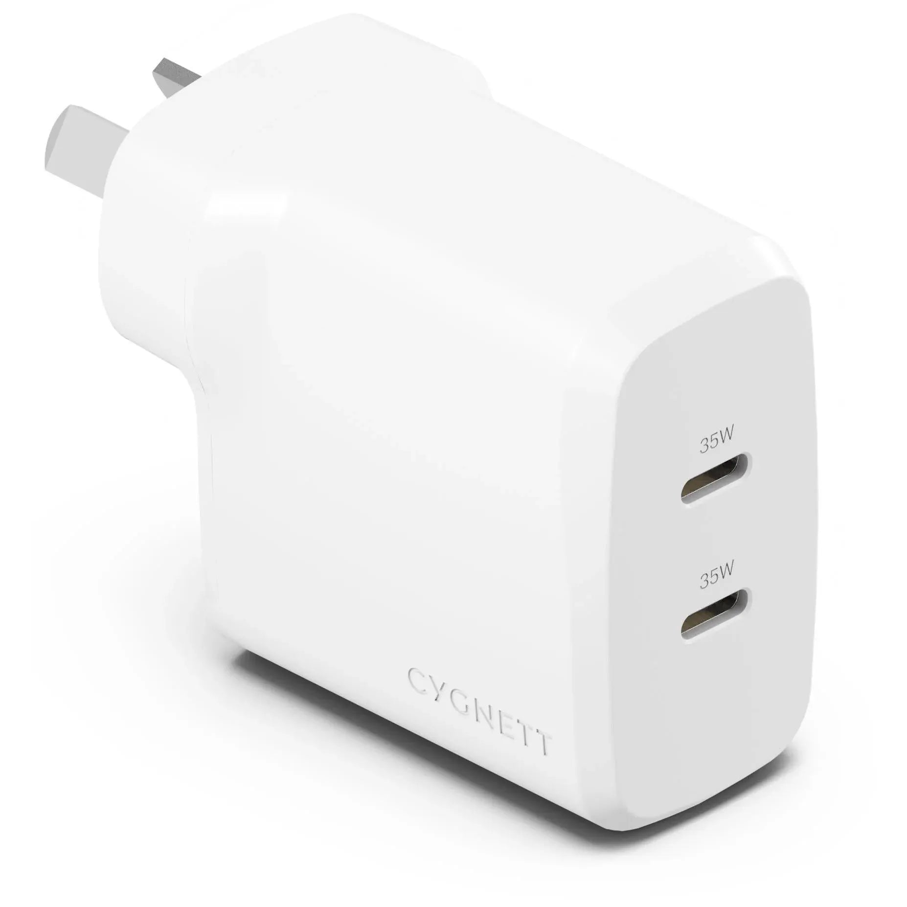 Cygnett PowerPlus 35W Dual Port USB-C Wall Charger - White