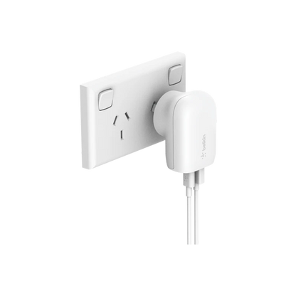 Belkin Dual PD Wall Charger with PPS - 42W Fast Charging for iPhone & Android, 1x USB-C (30W) & 1x USB-A V578-WCB009AUWH