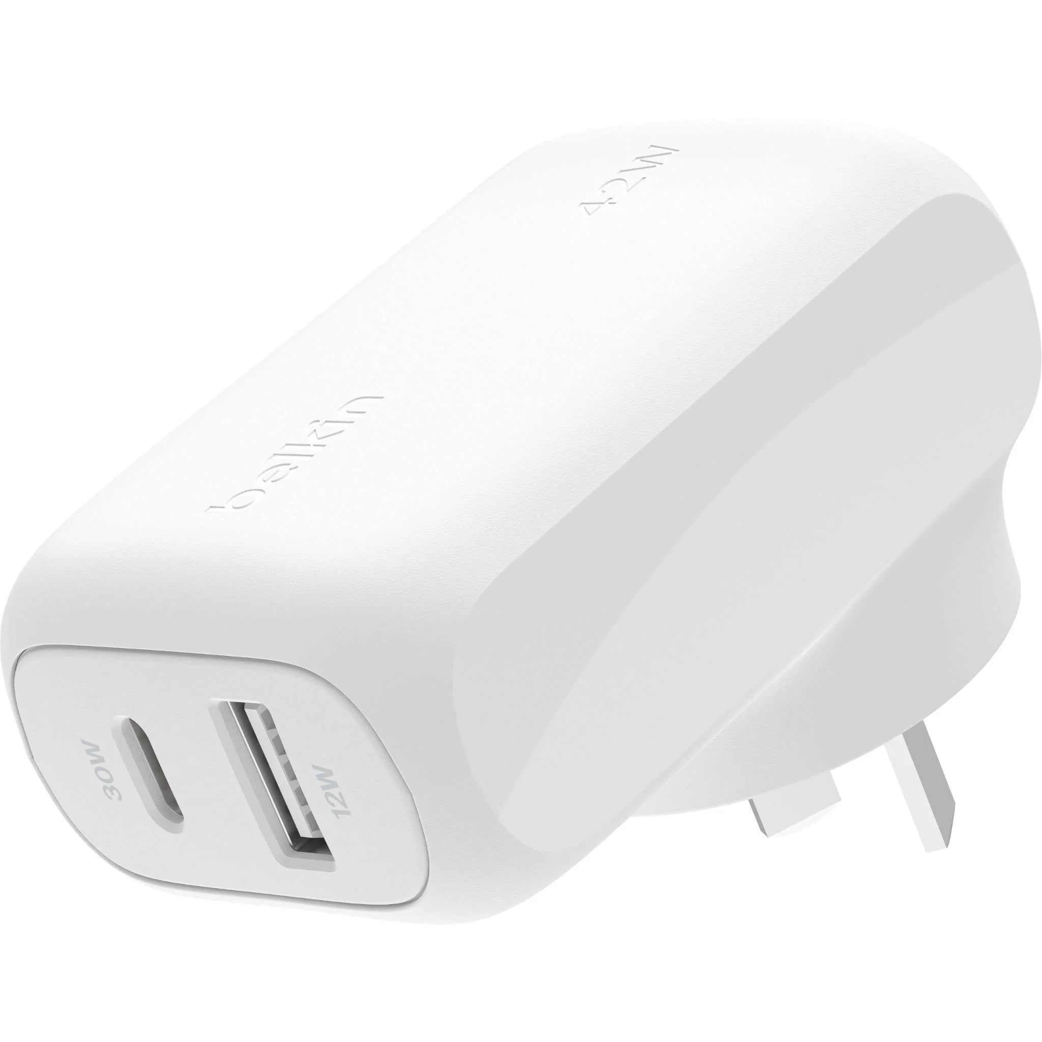 Belkin Dual PD Wall Charger with PPS - 42W Fast Charging for iPhone & Android, 1x USB-C (30W) & 1x USB-A V578-WCB009AUWH
