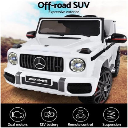 Mercedes-Benz Kids Ride On Car Electric AMG G63 Licensed Remote Cars 12V White V580-AMG63-WH