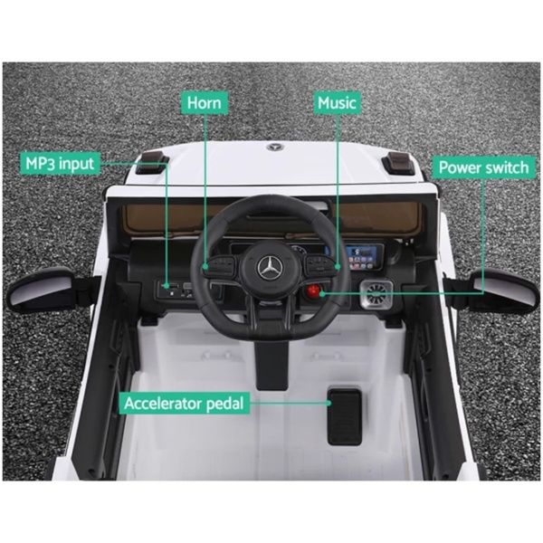 Mercedes-Benz Kids Ride On Car Electric AMG G63 Licensed Remote Cars 12V White V580-AMG63-WH