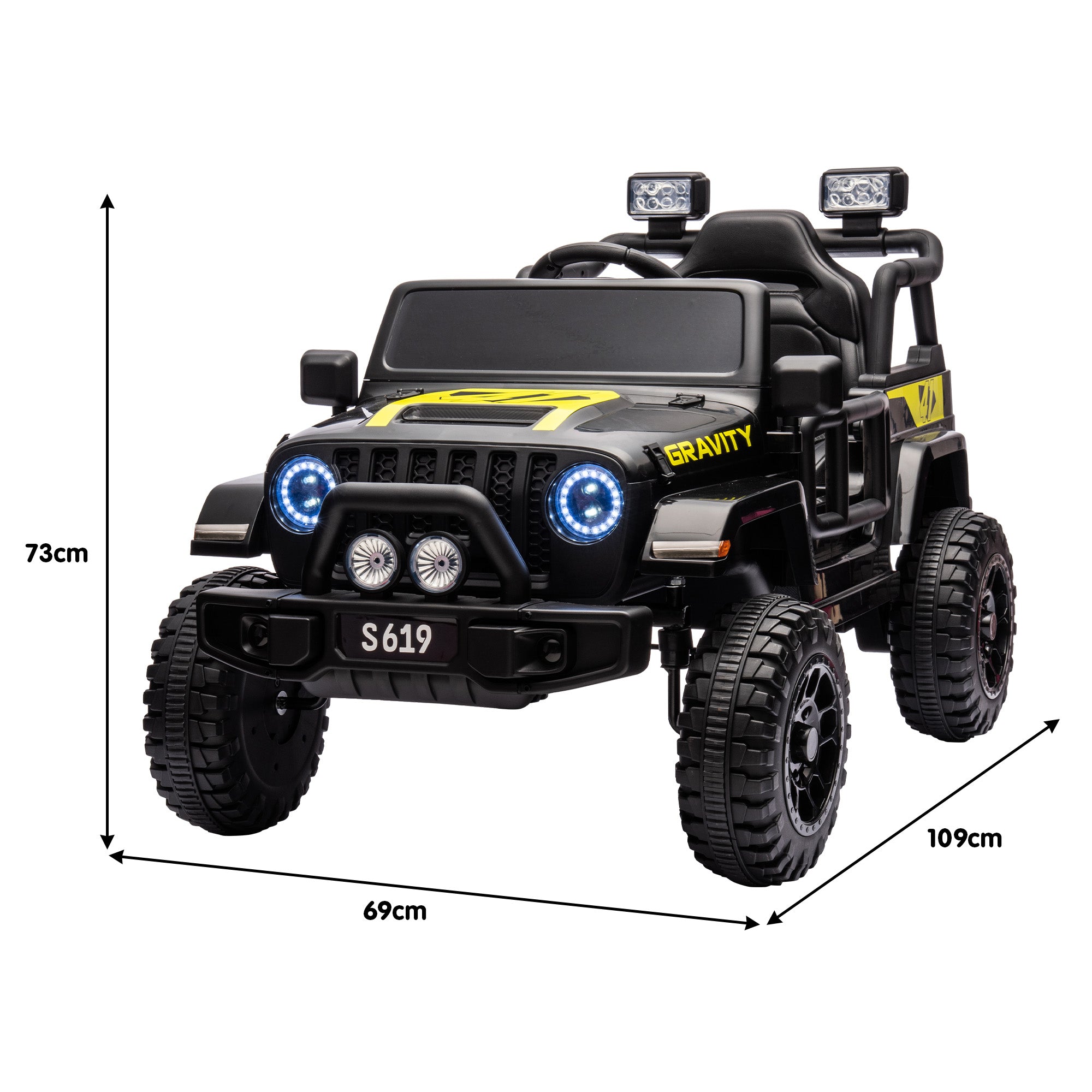 12V Kids Electric Ride On Jeep - Black V580-GR-TY619-BK
