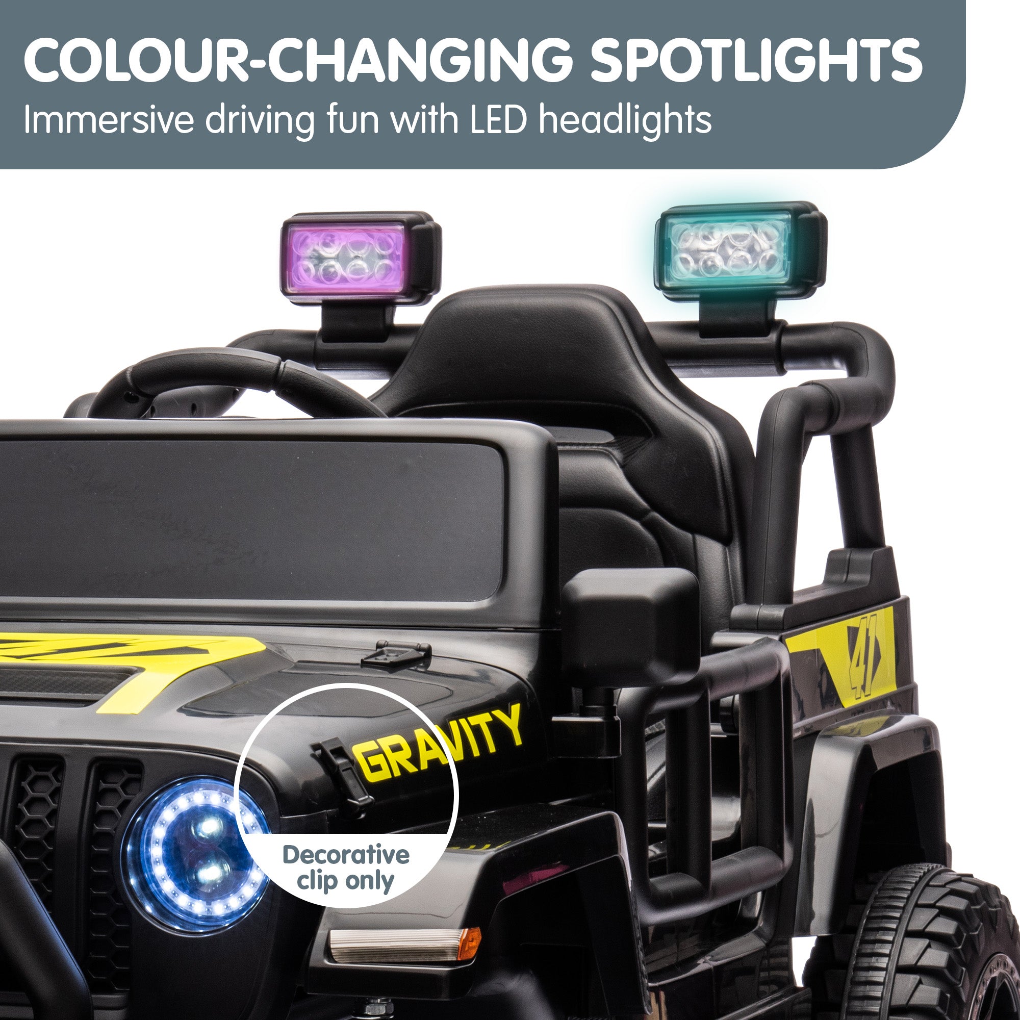 12V Kids Electric Ride On Jeep - Black V580-GR-TY619-BK