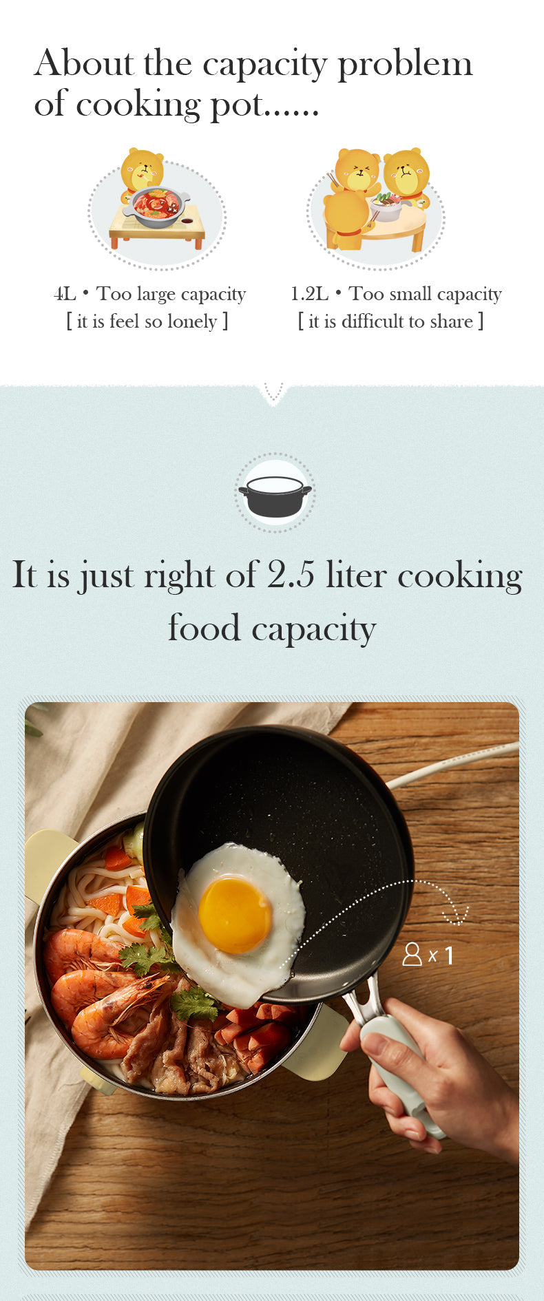 BEAR Multifunction Cooking Pot Hot Pot DHG-B25Z1 V581-6940971218643