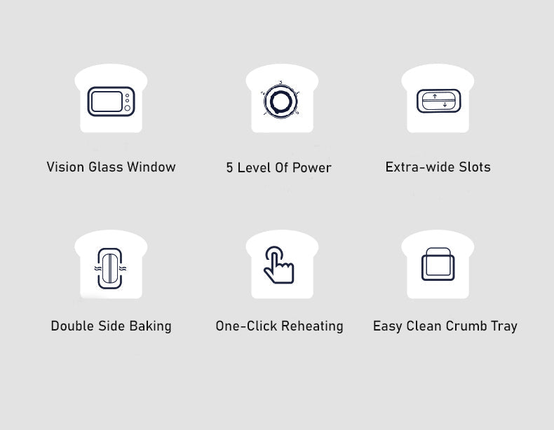 BEAR Double Slots Bread Toaster With Glass Window DSL-C02X1 V581-6940971237460
