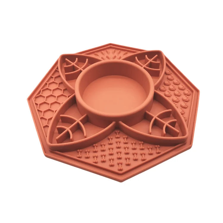 Flower Mandala Slow Feeder Lick Mat Bowl - Terracotta V600-PB-LM-M