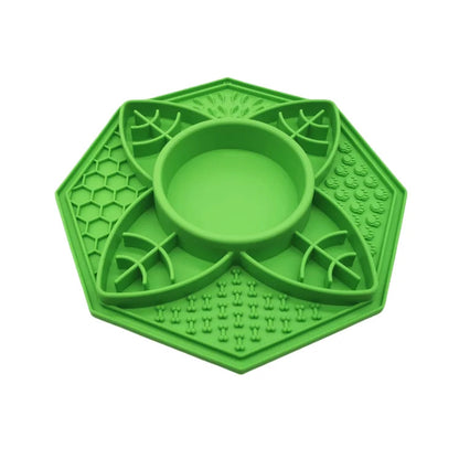 Flower Mandala Slow Feeder Lick Mat Bowl - Green V600-PB-LM-M-G