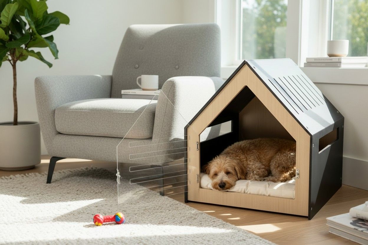 Modern Pet House Dog Crate (White)