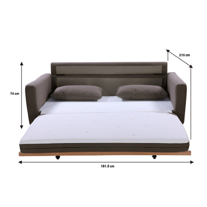 SHASA 2 Seater Pull-out Sofa bed Grey taupe V606-FURNI-SOF-T330-SHAS-GT