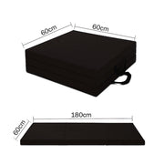 Folding Exercise Floor Mat Dance Yoga Gymnastics Training Home Judo Pilates Gym - Black V610-180MAT-BLACK