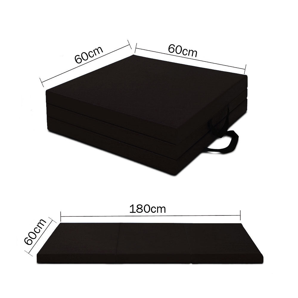 Folding Exercise Floor Mat Dance Yoga Gymnastics Training Home Judo Pilates Gym - Black V610-180MAT-BLACK