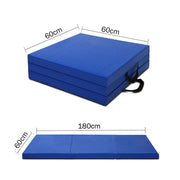 Folding Exercise Floor Mat Dance Yoga Gymnastics Training Home Judo Pilates Gym - Blue V610-180MAT-BLUE
