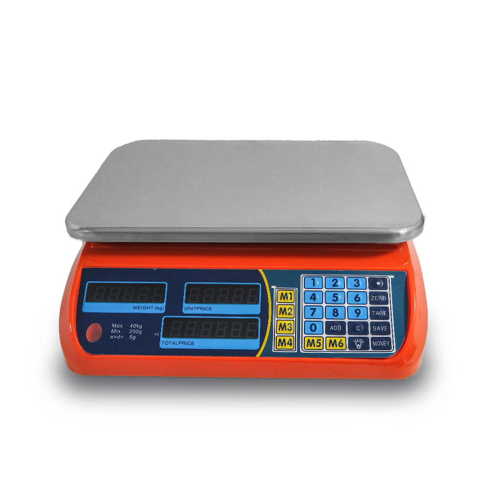 Kitchen Scale Digital Commercial Postal Shop Electronic Weight Scales Food 40KG - orange V610-40SCAL-ORA