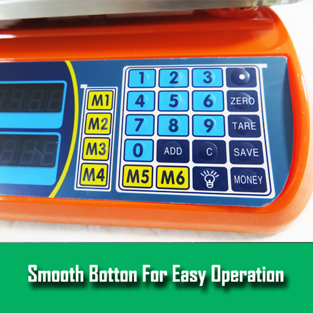 Kitchen Scale Digital Commercial Postal Shop Electronic Weight Scales Food 40KG - orange V610-40SCAL-ORA