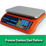 Kitchen Scale Digital Commercial Postal Shop Electronic Weight Scales Food 40KG - orange V610-40SCAL-ORA