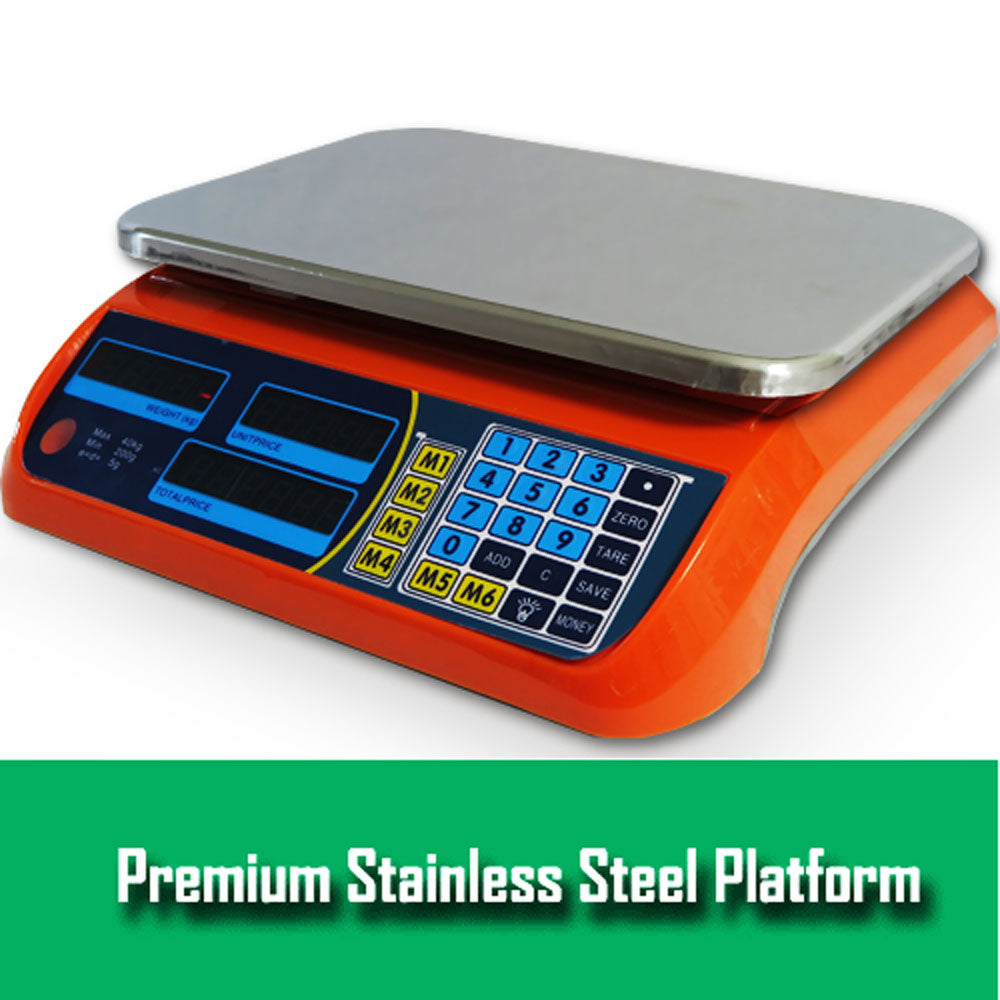Kitchen Scale Digital Commercial Postal Shop Electronic Weight Scales Food 40KG - orange V610-40SCAL-ORA