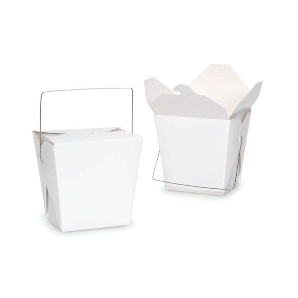Bulk Packs 100 x 235ML/8oz White Noodle Box Pail With Metal Wire Handle V610-8OZ-100