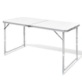 Aluminium Folding Portable Garden Camping Picnic BBQ Table Height Adjustable 120 x 60 cm - white V610-ALUTAB-120-WHI