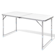 Aluminium Folding Portable Garden Camping Picnic BBQ Table Height Adjustable 120 x 60 cm - white V610-ALUTAB-120-WHI