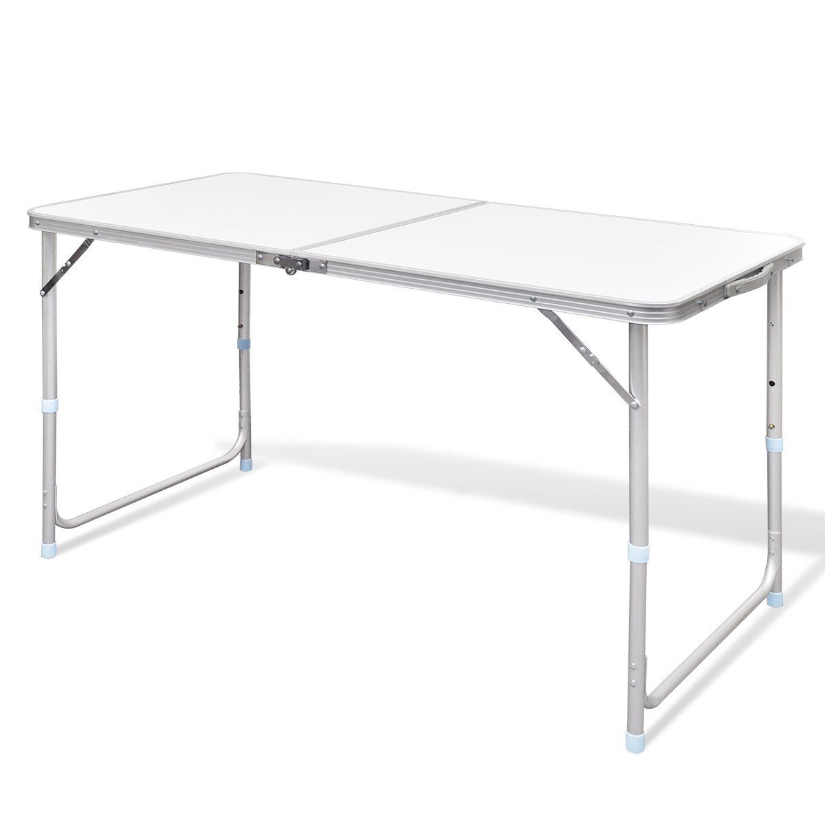 Aluminium Folding Portable Garden Camping Picnic BBQ Table Height Adjustable 120 x 60 cm - white V610-ALUTAB-120-WHI