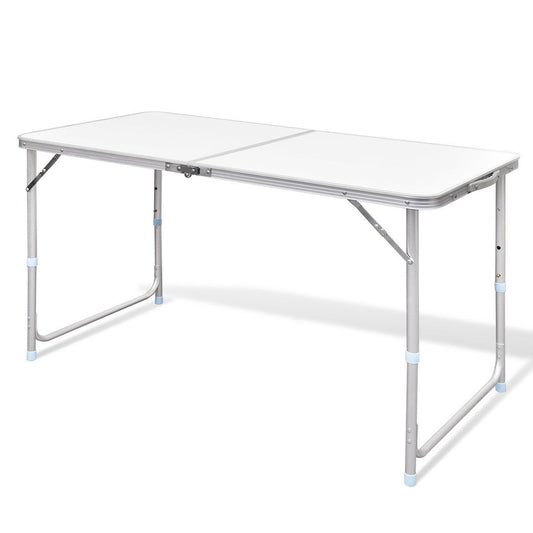 Aluminium Folding Portable Garden Camping Picnic BBQ Table Height Adjustable 120 x 60 cm - white V610-ALUTAB-120-WHI