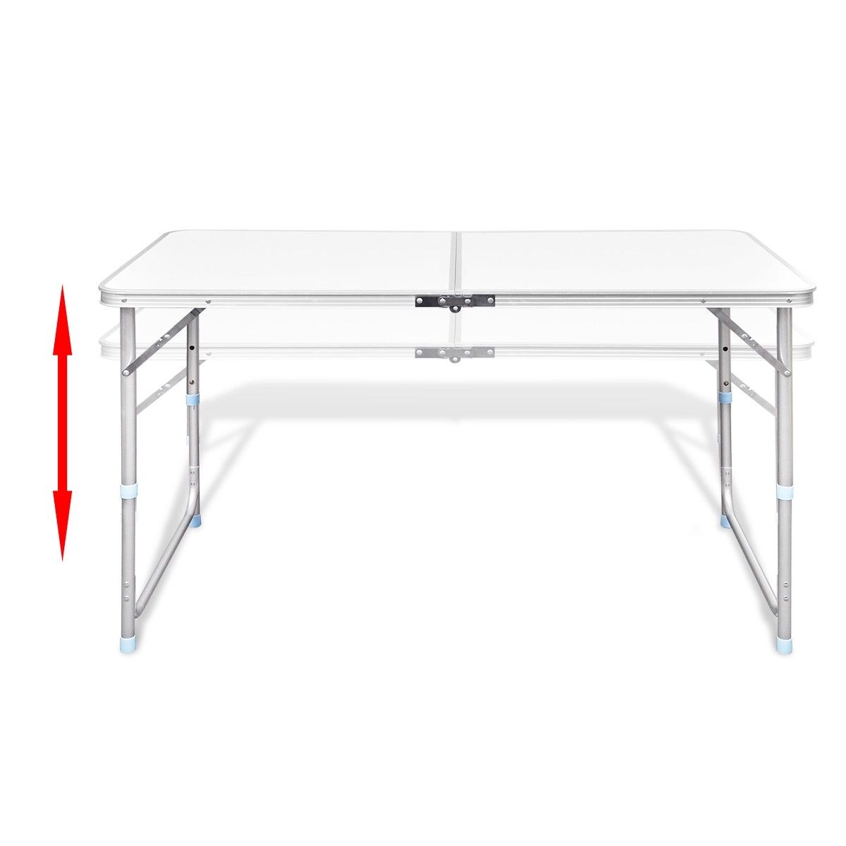 Aluminium Folding Portable Garden Camping Picnic BBQ Table Height Adjustable 120 x 60 cm - white V610-ALUTAB-120-WHI
