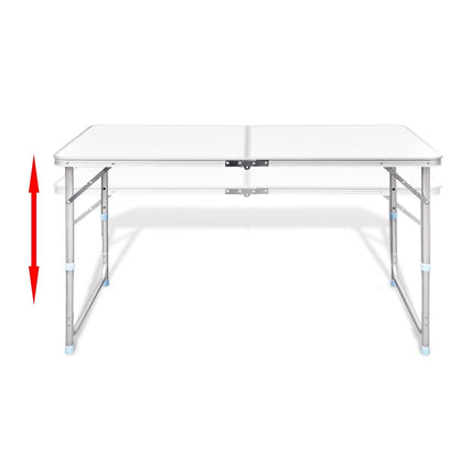 Aluminium Folding Portable Garden Camping Picnic BBQ Table Height Adjustable 120 x 60 cm - white V610-ALUTAB-120-WHI