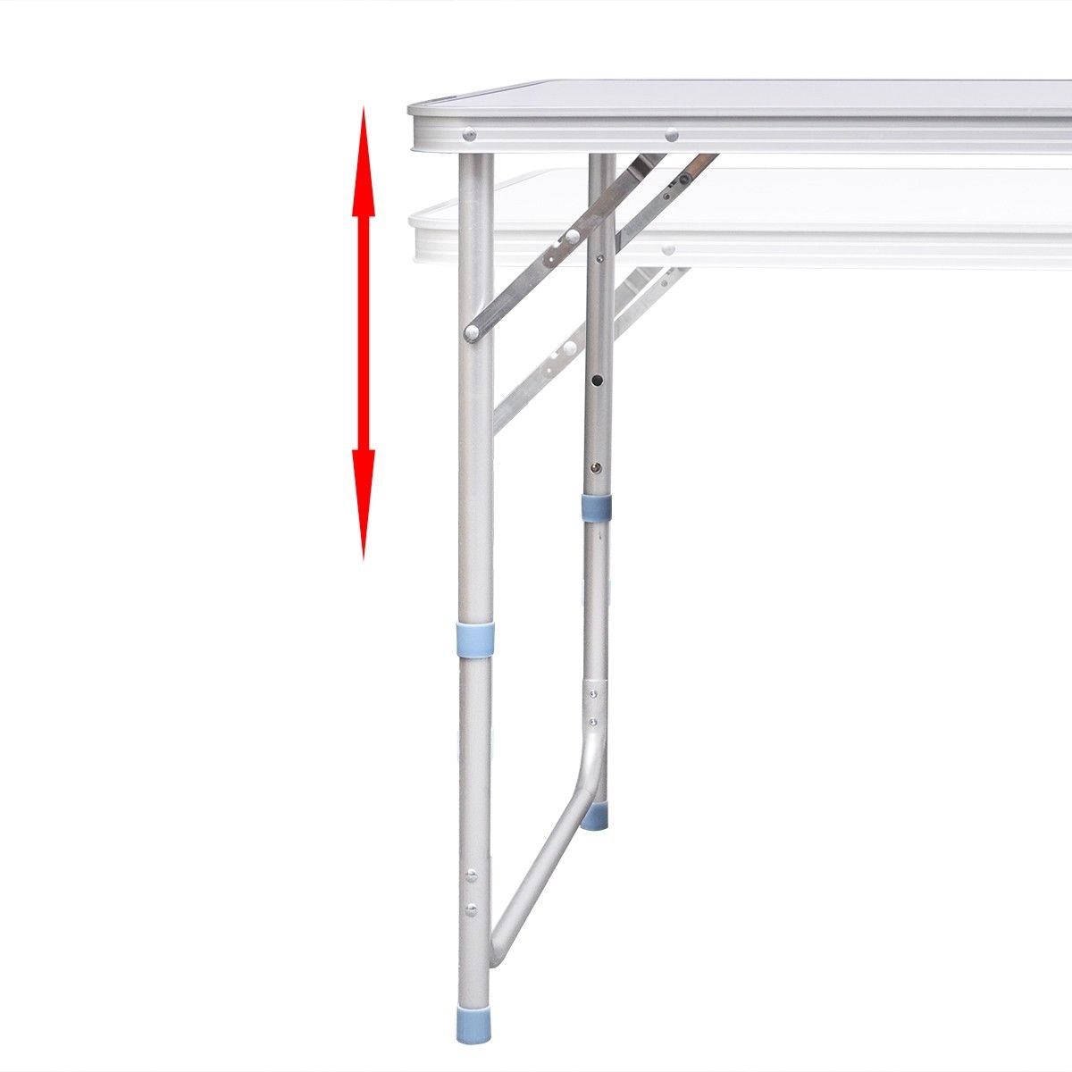 Aluminium Folding Portable Garden Camping Picnic BBQ Table Height Adjustable 120 x 60 cm - white V610-ALUTAB-120-WHI