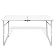Aluminium Folding Portable Garden Camping Picnic BBQ Table Height Adjustable 120 x 60 cm - white V610-ALUTAB-120-WHI