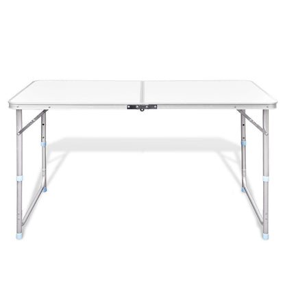 Aluminium Folding Portable Garden Camping Picnic BBQ Table Height Adjustable 120 x 60 cm - white V610-ALUTAB-120-WHI