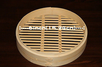 6 Inch Bamboo Steamer Set-2 Steamer Baskets With 1 Lid V610-BAMSTEA-6