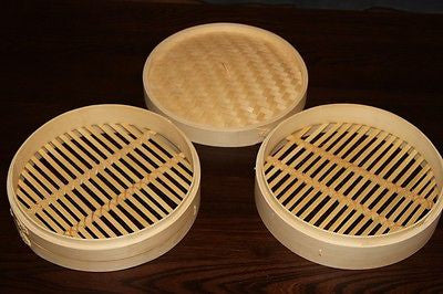 9 Inch Bamboo Steamer Set-2 Steamer Baskets With 1 Lid V610-BAMSTEA-9
