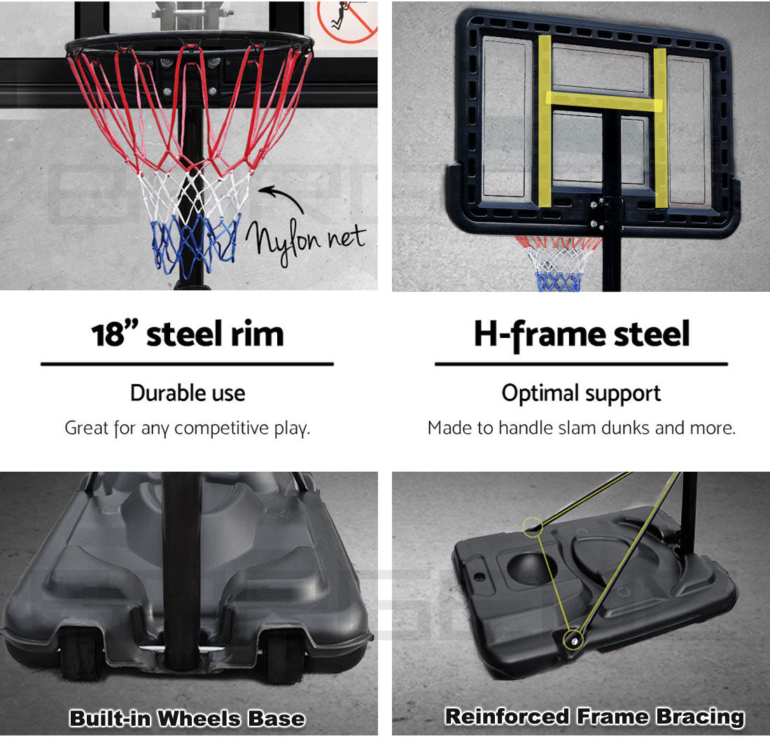 Basketball Hoop Stand System Portable Adjustable Height Ring Backboard Net Rim V610-BAS-0021A
