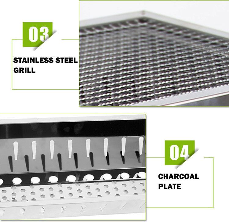 Stainless Steel Portable Outdoor BBQ Barbecue Grill Set Charcoal Kebab Picnic Camping Sets Large V610-BBQ70-SIL