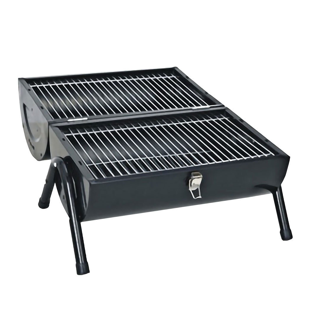 Stainless Steel BBQ Barrel Charcoal Smoker Portable Foldable Barbecue Camping Black V610-BBQBRO-BLA